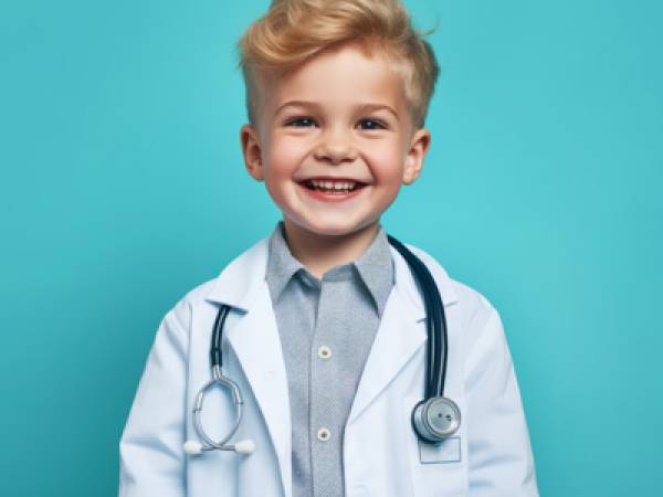 Kid dressed as doctor