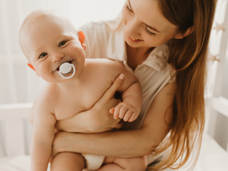 Mom holding baby