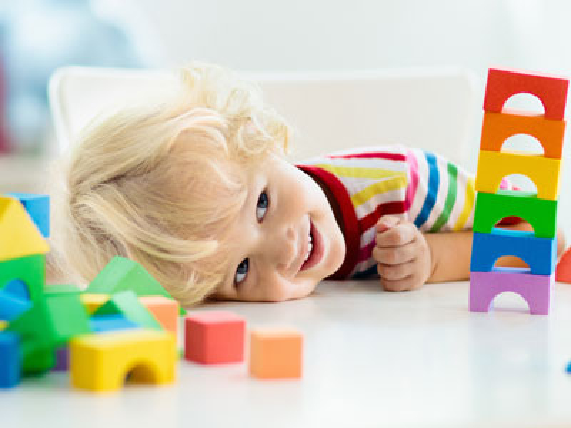 Kid playing with blocks