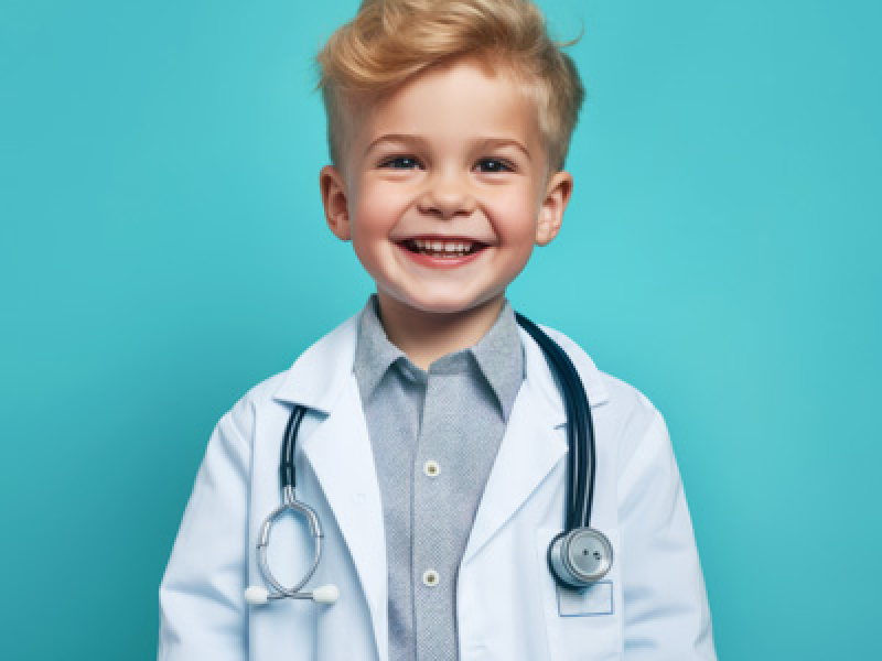Kid dressed as doctor